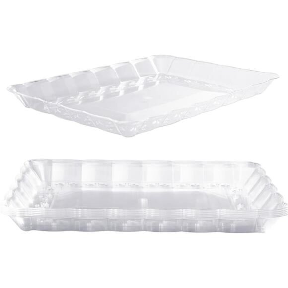 6 Large Rectangular Clear Multi-Use Serving Platter Food Party Trays 32cm x 24cm - Picture 1 of 7